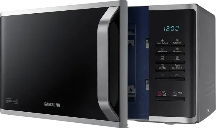 Cuptor cu Microunde si Grill Samsung MG23K3523AS/E2, Capacitate 23L, Putere 800W/1100W, Interior Ceramic, Otel Inoxidabil, Gri
