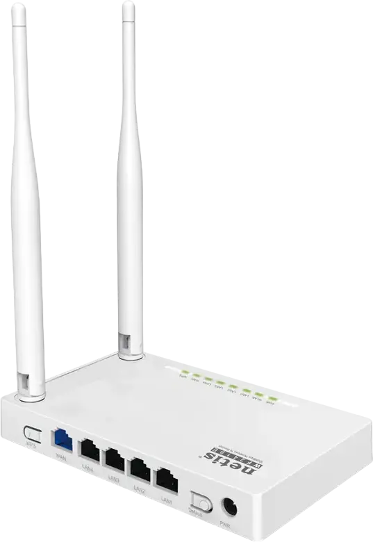 Router Wireless N Netis WF2419E 300Mbps, Procesor 1GHz, 64MB RAM, 2 Antene High-Gain 5dBi, 2x2 MIMO, 4 Porturi LAN, Moduri WISP, Access Point, Extensor