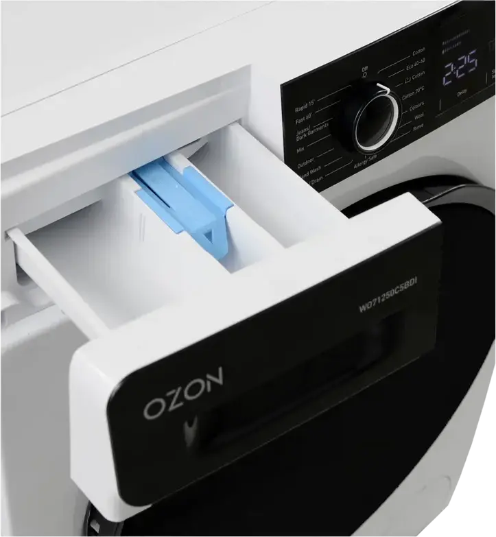 OZON WO71250C5BDI Front Load Washing Machine, 7kg Capacity, DC Inverter Motor, Energy Class A, 1200 rpm Spin Speed, LED Display, White/Black