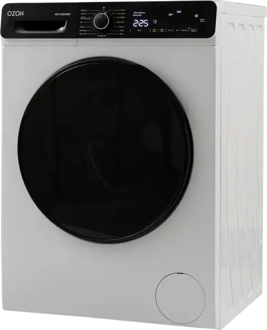 OZON WO71250C5BDI Front Load Washing Machine, 7kg Capacity, DC Inverter Motor, Energy Class A, 1200 rpm Spin Speed, LED Display, White/Black