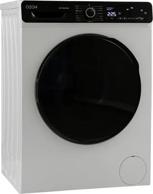 OZON WO71250C5BDI Front Load Washing Machine, 7kg Capacity, DC Inverter Motor, Energy Class A, 1200 rpm Spin Speed, LED Display, White/Black
