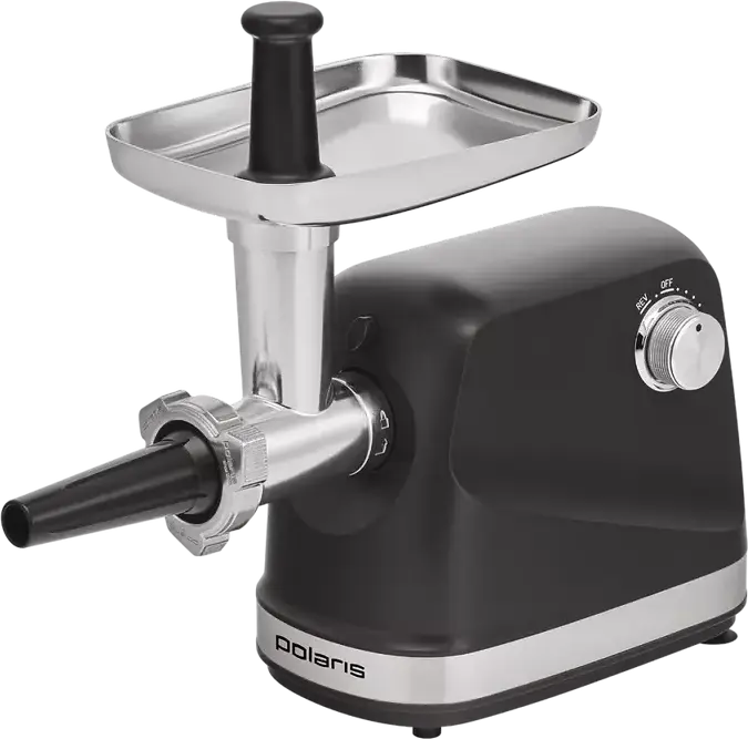 Polaris PMG 2583 Meat Grinder, 2500W, 2.8 kg/min Capacity, Metal and Plastic Housing, Reverse Function, Overload Protection, 3 Grinding Discs, Grey