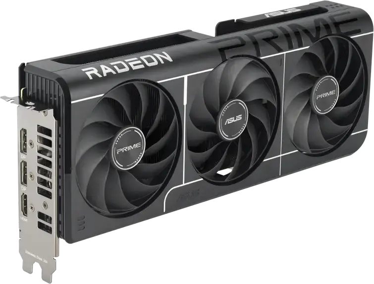 Видеокарта ASUS Prime Radeon RX 9060 XT, 16GB GDDR6, Navi 44, Boost до 3330 MHz, PCI Express 5.0, 3 вентилятора Axial-tech, PRIME-RX9060XT-O16G