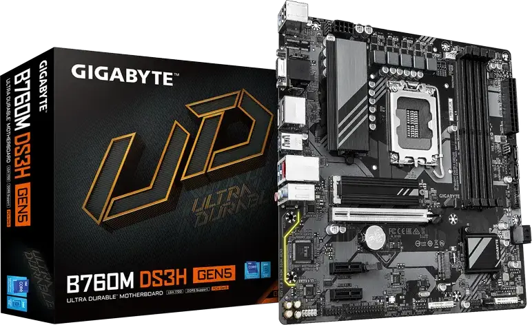 Placa de baza Gigabyte B760M DS3H GEN5 LGA1700 Intel B760 Micro-ATX DDR5 5600MHz PCIe 5.0 x16 2.5GbE LAN pentru procesoare Intel Core Gen 12 13 14