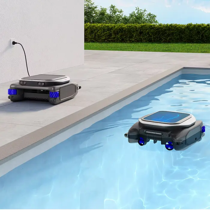 Dreame J1 Robotic Pool Surface Skimmer, Solar Powered 18W with 5000mAh Battery, PoolSense Technology, S-shaped Navigation, Waterline Scrubbing, App Control