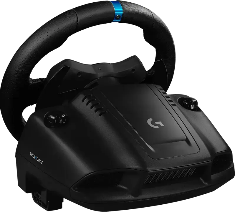 Logitech G923 TRUEFORCE Racing Wheel and Pedals, Dual-Motor Force Feedback, 900 Degree Rotation, Leather Grip, Steel Pedals, for PS5, PS4, PC, Black