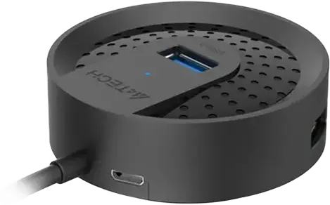 A4Tech HUB-30C USB 3.0 Hub, 4-Port Type-C Connector, 5120 Mbps Transfer Rate, Micro USB Power Input, LED Indicator, Black, for PC and Laptop