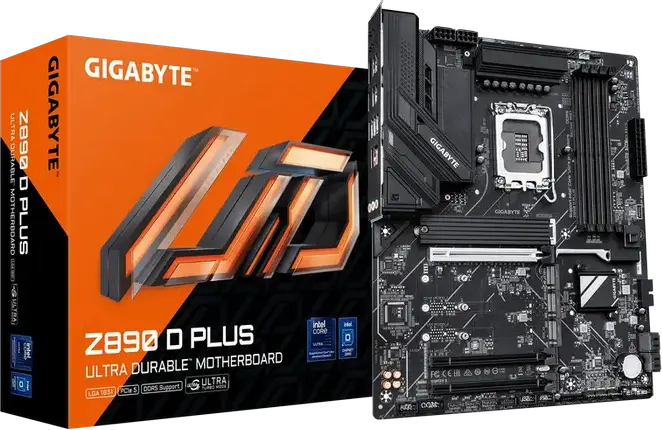 Placa de baza Gigabyte Z890 D PLUS ATX LGA1851 Chipset Intel Z890 DDR5 256GB 9466MHz CUDIMM 4x M.2 PCIe 5.0 Thunderbolt DisplayPort 2.1 Negru