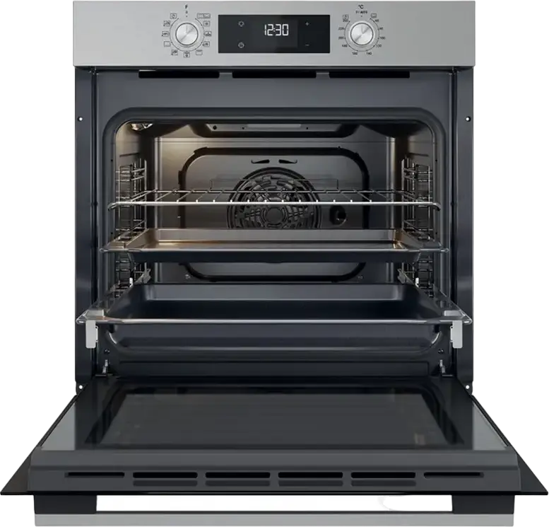 Встраиваемый электрический духовой шкаф Whirlpool OMK58HU1X, 71л, класс A+, 8 функций, гидролитическая очистка, Cook3, нержавеющая сталь и черный, 59.5x59.5x55.1 см