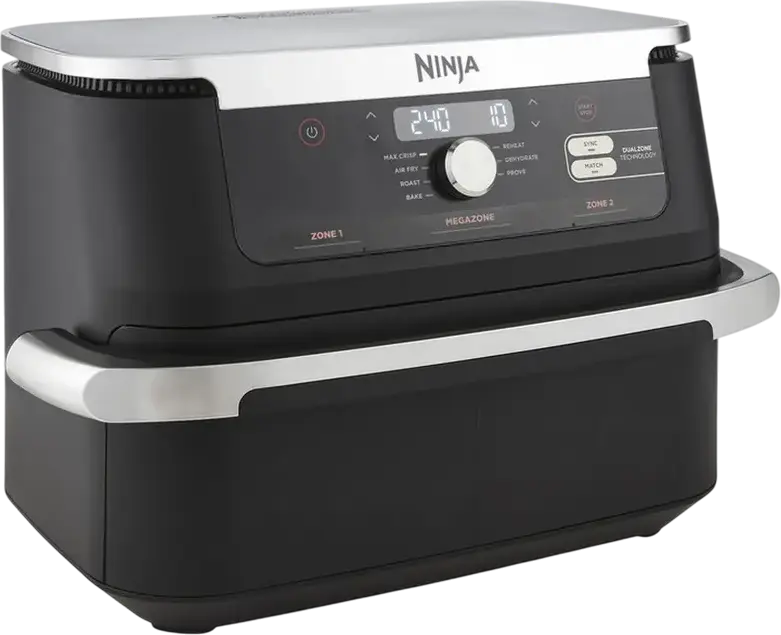 Ninja AF500EU Foodi FlexDrawer Air Fryer, 10.4L DualZone MegaZone with Removable Divider, 2470W, Non-stick Coating, 7 Cooking Functions, Black/Silver