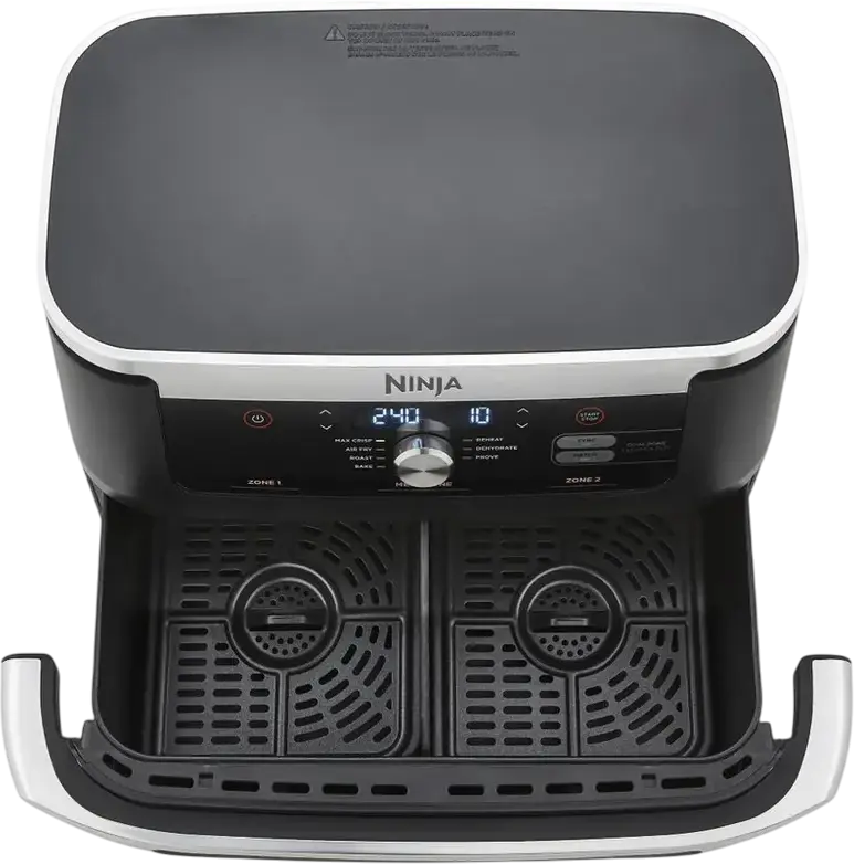 Ninja AF500EU Foodi FlexDrawer Air Fryer, 10.4L DualZone MegaZone with Removable Divider, 2470W, Non-stick Coating, 7 Cooking Functions, Black/Silver