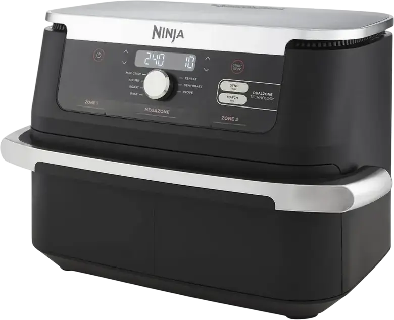 Ninja AF500EU Foodi FlexDrawer Air Fryer, 10.4L DualZone MegaZone with Removable Divider, 2470W, Non-stick Coating, 7 Cooking Functions, Black/Silver