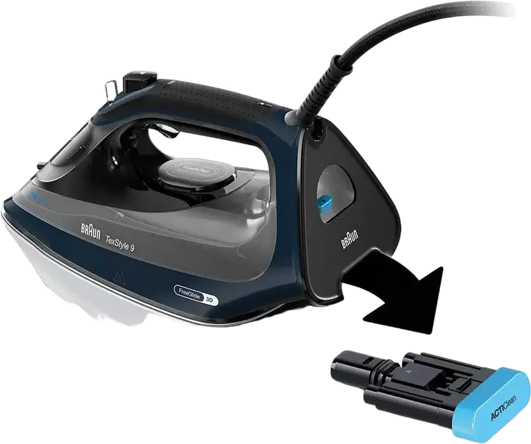 Fier de călcat cu abur Braun TexStyle 9 SI 9682 DB, 3200W, Talpă EloxalPlus, FreeGlide 3D, Sistem ActiClean Anti-calcar, Jet Abur 260g/min