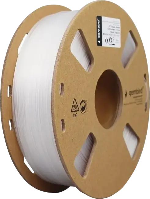 Filament pentru imprimantă 3D Gembird 3DP-PETG1.75-01-W, PETG, Alb, 1.75 mm, 1 kg