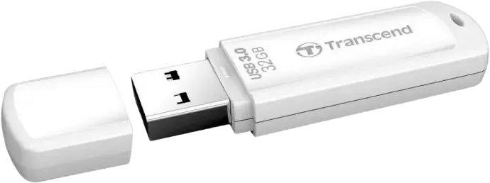 Stick USB Transcend JetFlash 730 32GB USB 3.1 Gen 1, Interfață USB Type-A, Viteza de Citire până la 90MB/s, Corp de Plastic Alb cu Capac, Software Transcend Elite