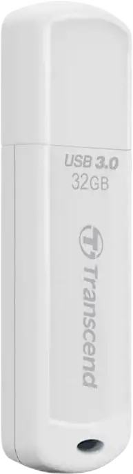 Stick USB Transcend JetFlash 730 32GB USB 3.1 Gen 1, Interfață USB Type-A, Viteza de Citire până la 90MB/s, Corp de Plastic Alb cu Capac, Software Transcend Elite