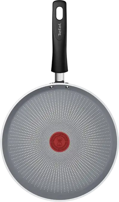 Tefal Halo C3123853 Crepe Pan, 25 cm, Aluminum with Non-stick Titanium Coating, Thermo-Signal Heating Indicator, Grey