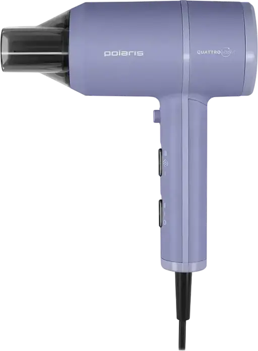 Uscător de păr Polaris PHD2044Ti Quattro Ionic 1900W, Lavandă, cu Ionizare, 3 Setări de Temperatură, 2 Moduri de Flux de Aer, Aer Rece și 2 Acumulatoare