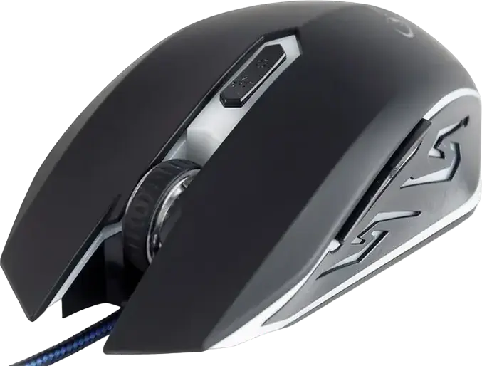 Gembird MUSG-001 Wired Optical Gaming Mouse, 6 Buttons, Adjustable 600-2400 DPI, RGB Backlight, Ambidextrous, Nylon Braided Cable, Color: Black/Blue