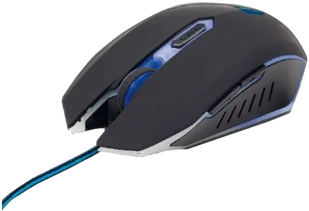 Gembird MUSG-001 Wired Optical Gaming Mouse, 6 Buttons, Adjustable 600-2400 DPI, RGB Backlight, Ambidextrous, Nylon Braided Cable, Color: Black/Blue