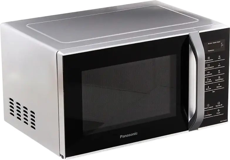 Panasonic NN-ST34HMZUE Solo Microwave Oven, 25L Capacity, 800W Power, 12 Auto Programs, Enamel Interior, Stainless Steel Grey