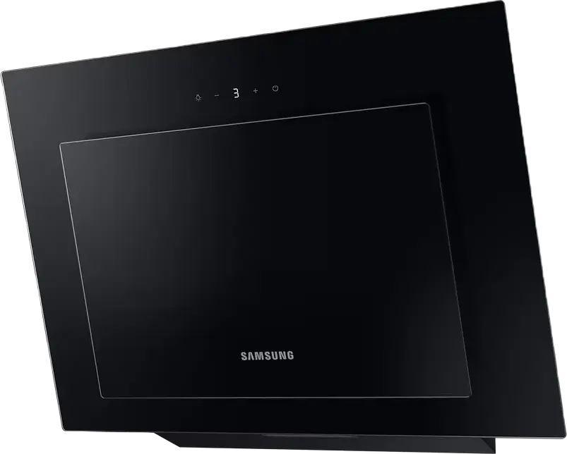 Samsung NK24B3501VB/WT Wall-Mounted Kitchen Hood, Black Glass, Touch Control, LED Display, 586 m3/h Extraction/Recirculation, 59.7 cm Width