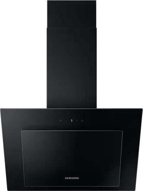 Samsung NK24B3501VB/WT Wall-Mounted Kitchen Hood, Black Glass, Touch Control, LED Display, 586 m3/h Extraction/Recirculation, 59.7 cm Width