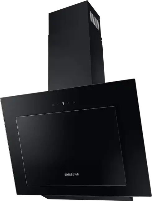 Samsung NK24B3501VB/WT Wall-Mounted Kitchen Hood, Black Glass, Touch Control, LED Display, 586 m3/h Extraction/Recirculation, 59.7 cm Width