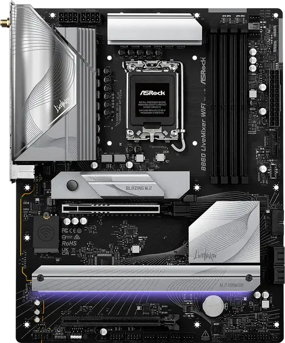 Placă de bază ASRock B860 LiveMixer WiFi, LGA1851, Intel B860, ATX