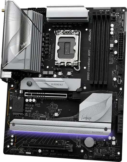Материнская плата ASRock B860 LiveMixer WiFi ATX LGA1851 Intel B860 DDR5 8666+МГц PCIe 5.0 Thunderbolt 4 Wi-Fi 6E 2.5G LAN для Intel Core Ultra Series 2
