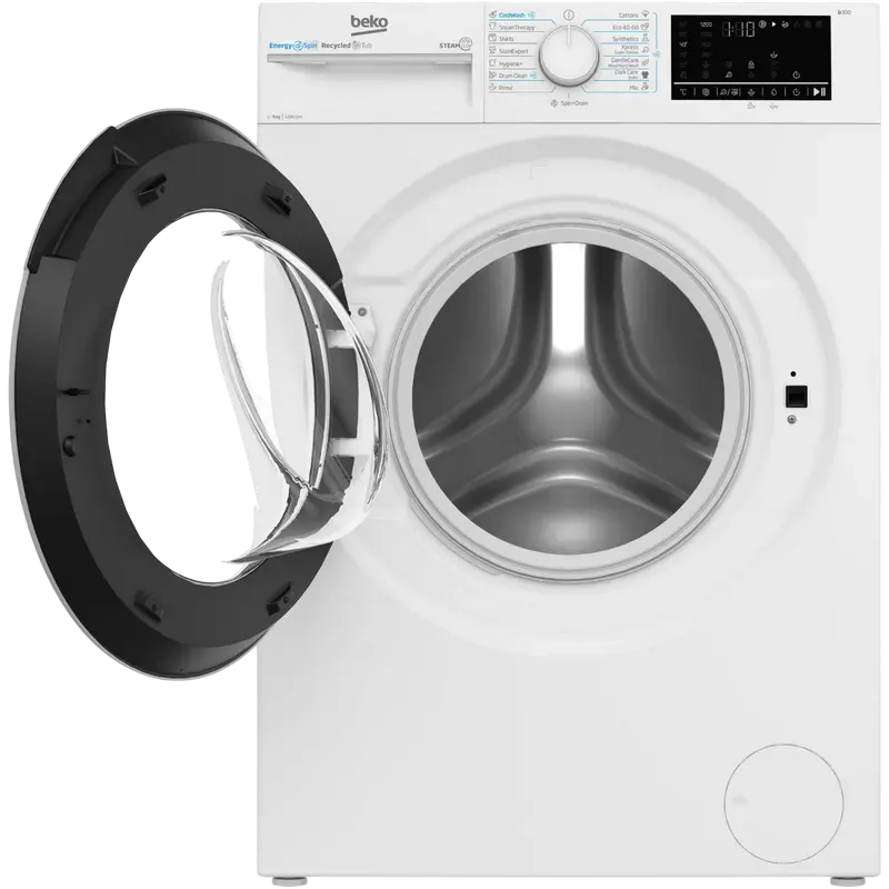 Beko B3WFU49215WW Front-Loading Washing Machine, 9kg Capacity, Class A, 1200 rpm, ProSmart Inverter Motor, SteamTherapy, HomeWhiz Wi-Fi, White