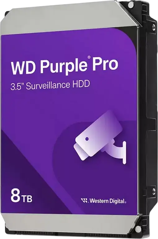 Western Digital WD Purple Pro 8TB HDD WD8002PURP, 3.5-inch SATA 6Gb/s, 7200 RPM, 256MB Cache, CMR, AllFrame AI, 64 HD Camera Streams, Surveillance Drive