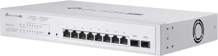 TP-Link Omada Pro S4500-8GHP2F 8-Port PoE+ Gigabit Smart Switch, 2 SFP Slots, 150W Total Power Budget, L2+ Static Routing, SDN Cloud Management