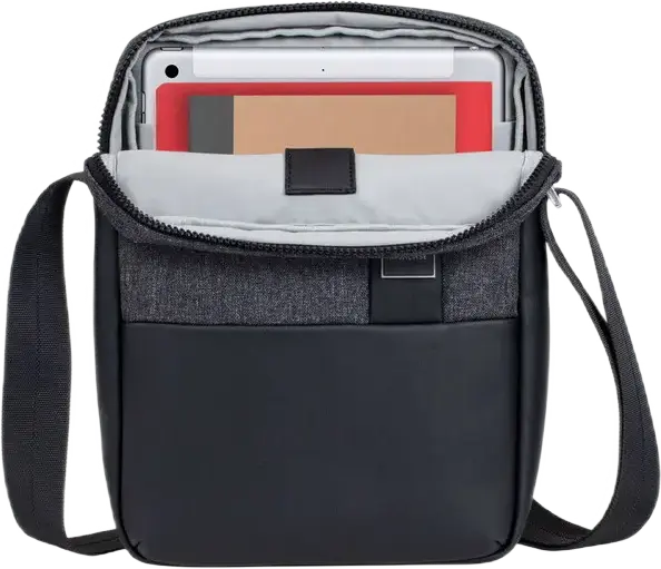 Geantă Crossbody pentru Tabletă RivaCase Lantau 8811 până la 11 inch, Material Eco-friendly RPET Polyester, Curea Reglabilă, Black Melange