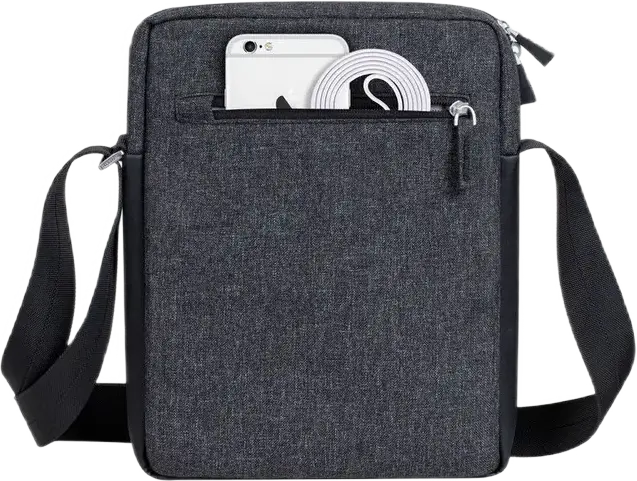 Geantă Crossbody pentru Tabletă RivaCase Lantau 8811 până la 11 inch, Material Eco-friendly RPET Polyester, Curea Reglabilă, Black Melange
