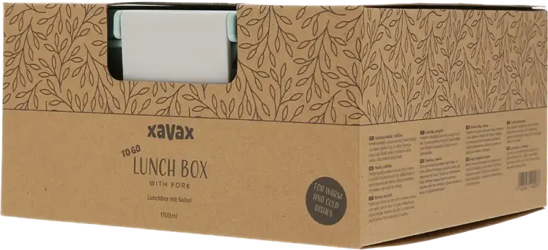 Xavax 181585 To Go Lunch Box Food Storage Container, 1700 ml Plastic Container for Warm and Cold Dishes with Locking Clips and Fork, Blue