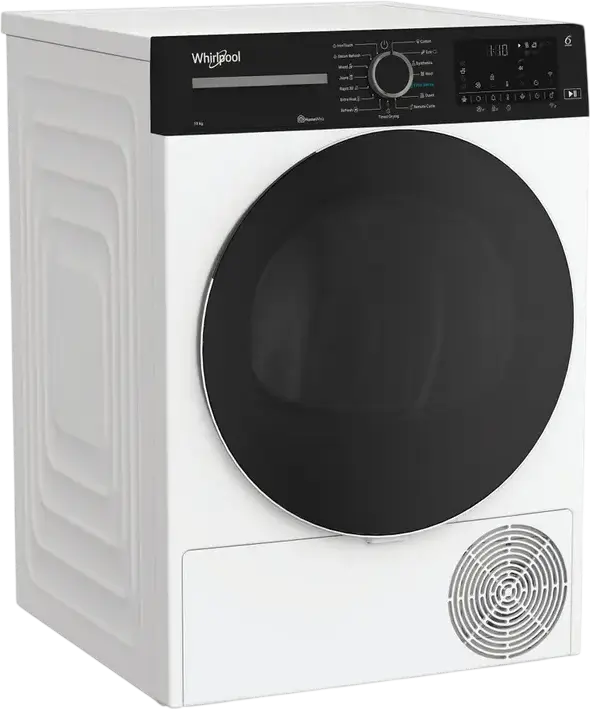 Whirlpool WP C10X WBS EE Heat Pump Clothes Dryer, 10kg Capacity, 6th Sense AI, HomeWhiz Wi-Fi, Inverter Motor, White/Black, Energy Class C