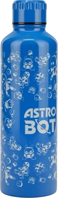Sticlă de Apă Paladone Astro Bot din Oțel Inoxidabil, 500ml Termos Licențiat Oficial pentru Lichide Fierbinți și Reci, Design Cilindric Albastru