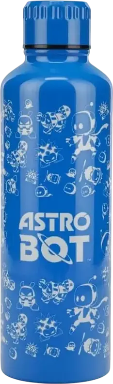 Sticlă de Apă Paladone Astro Bot din Oțel Inoxidabil, 500ml Termos Licențiat Oficial pentru Lichide Fierbinți și Reci, Design Cilindric Albastru