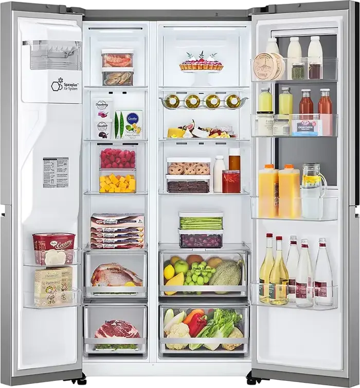 Frigider LG GSXV80PZLE Side-by-Side, InstaView Door-in-Door, No Frost, Capacitate Netă 635L, Inverter Linear Compressor, Dispenser Apă și Gheață, Argintiu, Wi-Fi ThinQ