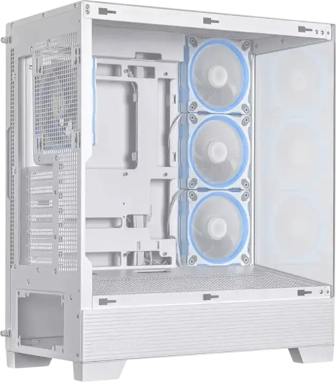 ASUS A31 PLUS TG ARGB Mid Tower ATX Case, White, Tempered Glass Panoramic Side Panel, 4x ARGB Fans, 360mm Radiator Support, 380mm GPU Max, ATX/mATX/ITX