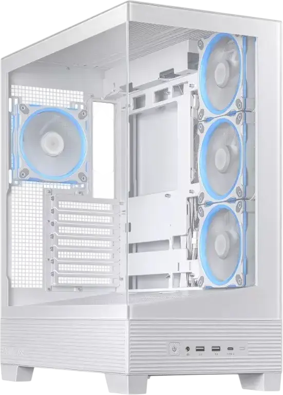 ASUS A31 PLUS TG ARGB Mid Tower ATX Case, White, Tempered Glass Panoramic Side Panel, 4x ARGB Fans, 360mm Radiator Support, 380mm GPU Max, ATX/mATX/ITX