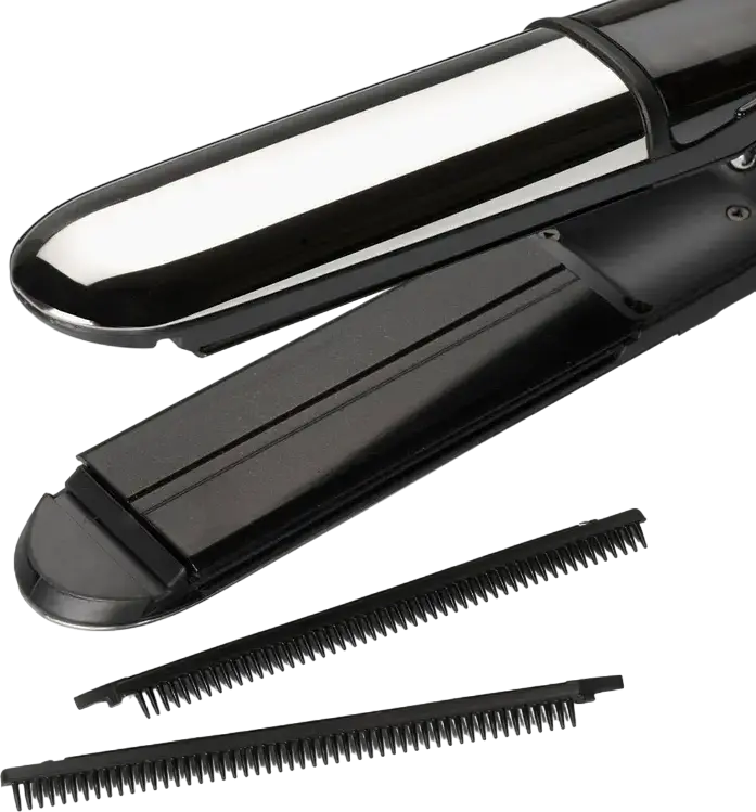BaByliss ST496E Steam Shine Styler 2-in-1 Hair Straightener and Curler, Diamond Ceramic Plates, Ionic Function, Continuous Steam, 150-230°C