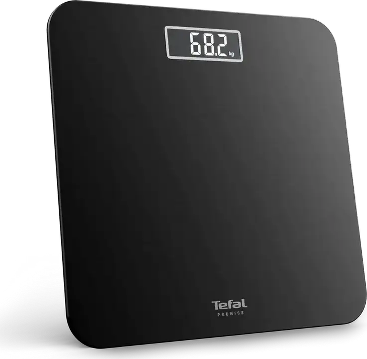 Tefal Premiss PP1800V0 Digital Body Scale, Tempered Glass Platform, 160kg Max Capacity, 0.1kg Precision, LCD Display, Black