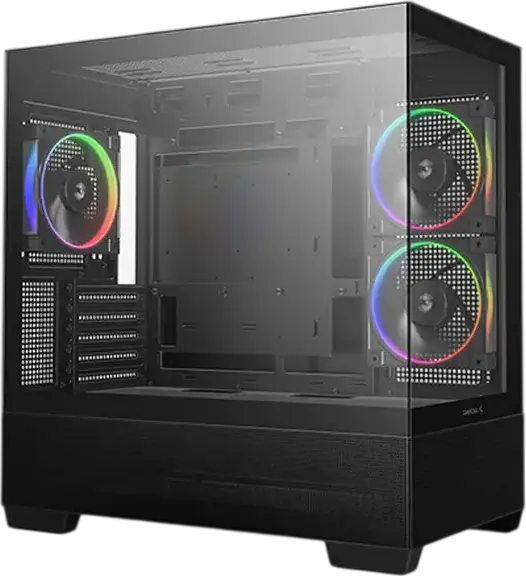 Carcasa Deepcool CG380 3F Micro-ATX Mini-Tower, Culoare: Negru, Sticla Temperata Panoramica, 3 Ventilatoare 120mm ARGB, USB Type-C Gen2, Suport Radiator 360mm