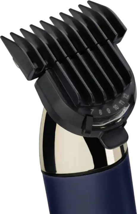 BaByliss T992E Super-X Metal Series Beard and Stubble Trimmer, Japanese Steel Wide T-Blade, Li-Ion Battery, LED Display, Waterproof Wet & Dry, Blue Gold