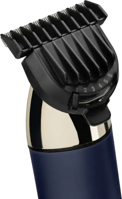BaByliss T992E Super-X Metal Series Beard and Stubble Trimmer, Japanese Steel Wide T-Blade, Li-Ion Battery, LED Display, Waterproof Wet & Dry, Blue Gold
