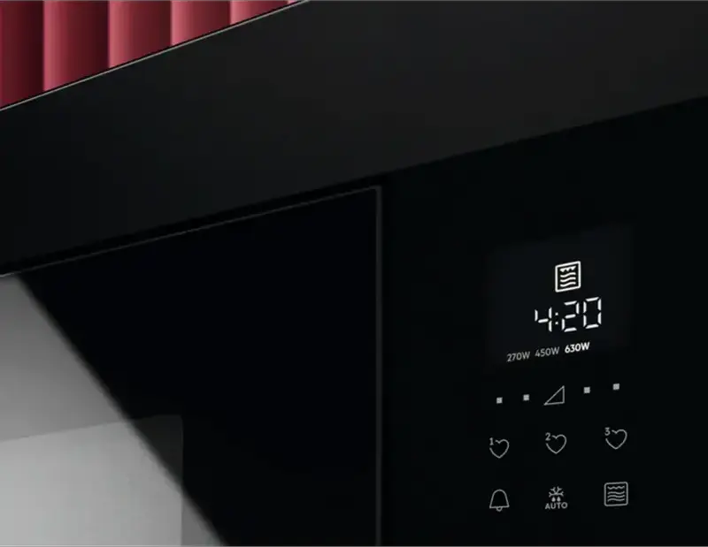 Встраиваемый микроволновый узел AEG OMB6G261TT серии 6000 с грилем, SteamSet, TouchOpen, 26 л, 900 Вт, интерьер из нержавеющей стали, черный матовый