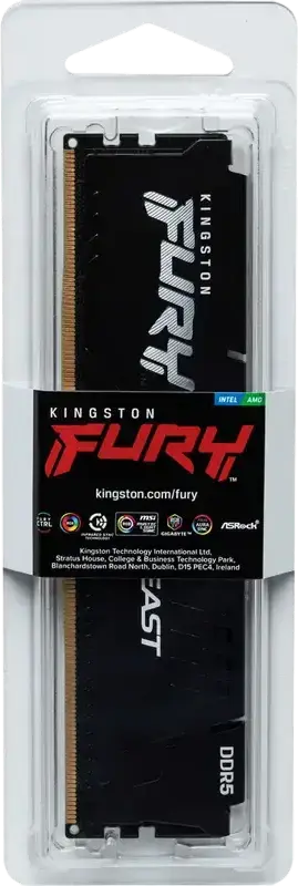 Kingston FURY Beast DDR5 64GB Kit (1x64GB) 5600MHz CL36 RAM KF560C36BBE2K2-32, Intel XMP 3.0, AMD EXPO, Low-Profile Aluminum Heat Spreader, Black