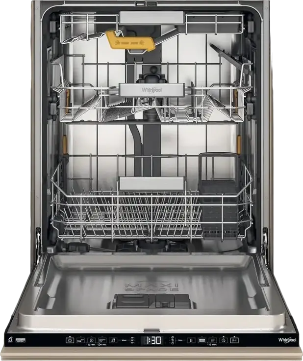 Whirlpool W8I HT58 T Built-in Dishwasher, 60cm, 14 Place Settings, 6th Sense Technology, PowerClean Pro, NaturalDry, 8 Programs, Black, 38dB